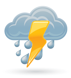 Thunderstorms. Mostly cloudy. Mild.